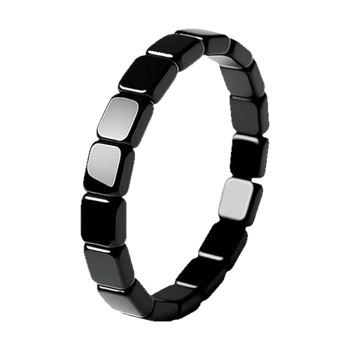 Black Gallstone Elastic Bracelet for Men Women Black Square Beaded Stretch Bracelet Inspirational Jewelry Gift Two Per Set