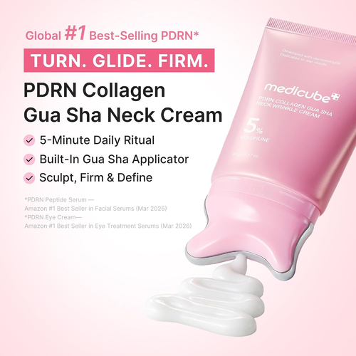 Medicube PDRN Collagen Gua Sha Neck Wrinkle Cream Built-In Gua Sha Massager with Volufiline 5% Firming Contour Care for the Look