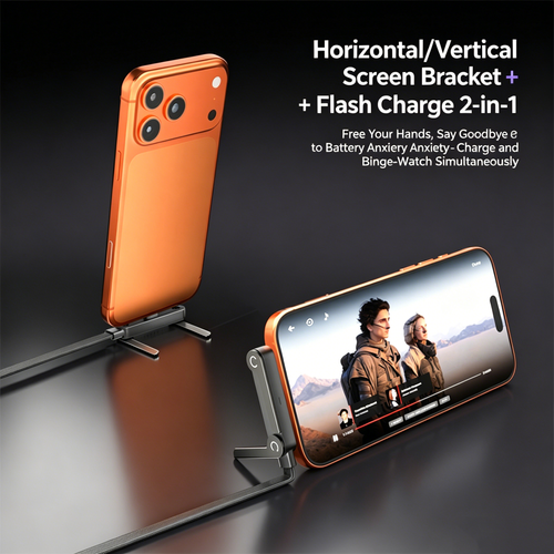 MAX 240W 5A Fast Charging USB Type-C to Type-C Ultra-Thin Flat Design Phone Stand Nylon Braided Data Cable for iPhone Durable Use