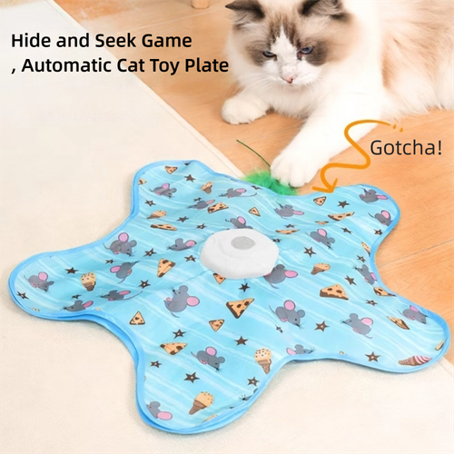 2 in 1 Hide and Seek Game Cat Toys Cat Hunting Cover Toy Moving Concealed Feathers Hidden in Bag Cat Exercise Play Pet Supplies