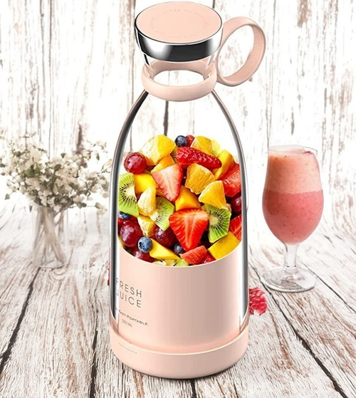 Pink Portable Household Fruit Vegetable Juicer Cup Rechargeable