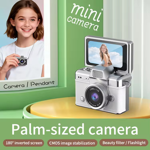 Pink Thumb Keychain Camera 1.47 Inch Screen Retro CCD Mini Digital Camera HD Very Small Camcorder Video Recorder With 32G  Memory Card