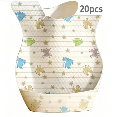 Baby Bib Set Silicone Washable Anti-Bacterial Button Closure Feeding Bibs for Toddlers Newborns 20PCS
