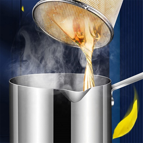 Deep Fry Strainer Pot 304 Stainless Steel Pot with Filter Basket Clamps and Non-slip Rack for French Fries Chicken