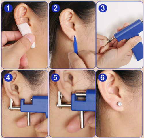 Hadiyah Beauty Professional Piercing Gun Tools Kit Safety Sterile Ear Nose Device Earring Piercing Instrument Top Piercing Tool
