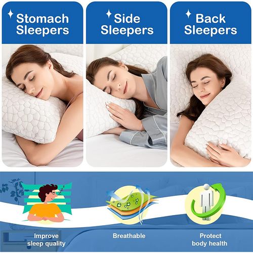 Modern Memory Foam Neck Pillow with Cooling Bamboo Adjustable Loft & Hypoallergenic for Side & Back Sleepers
