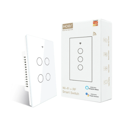 WiFi Smart Light Switch — Tuya Smart Home App Remote Control, Live & Neutral Wiring, Touch-Sensitive Wall Switch