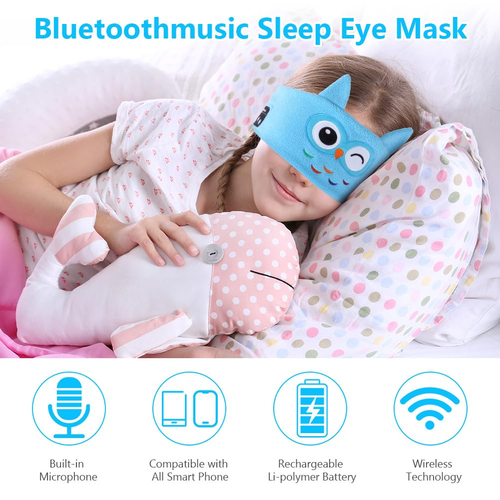 Kids' Sleep Mask Headphones – Bluetooth 5.0 Stereo Music Player with Hands-Free Support – Soft Musical Headband – Sleep Aid