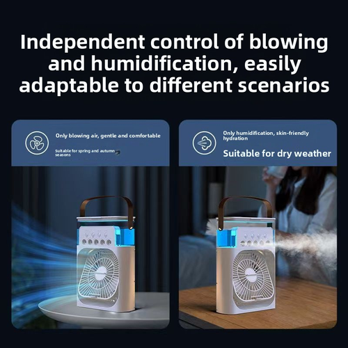 Five Hole 3 Speed Smart Spray Misting Fan Humidifier Water Cooled Portable USB Cooling Fan LED Light Desk Office Student Use