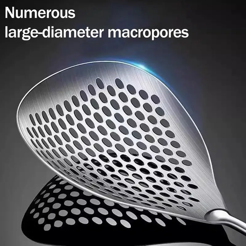 Wooden Handle Stainless Steel Skimmer, Skimmer Slotted Spoon, Ladle Spoon with Heat-Resistant Long Handle, Extra Thick Spider Strainer for Deep Frying, Boiling & Fast Oil Draining Two Per Set