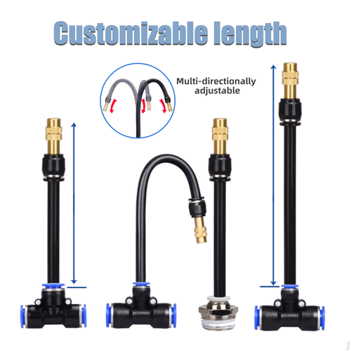 360° Rotating Integrated Automatic Watering Device 12mm Atomizing Irrigation System and Drip Irrigation Kit  features an adjustable hose for convenience and water efficiency.