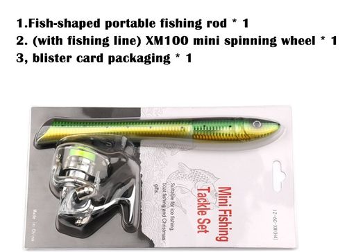 1.4M Fish Shaped Pocket Mini Rod Glass Carbon Ice Raft Kids Fishing Set