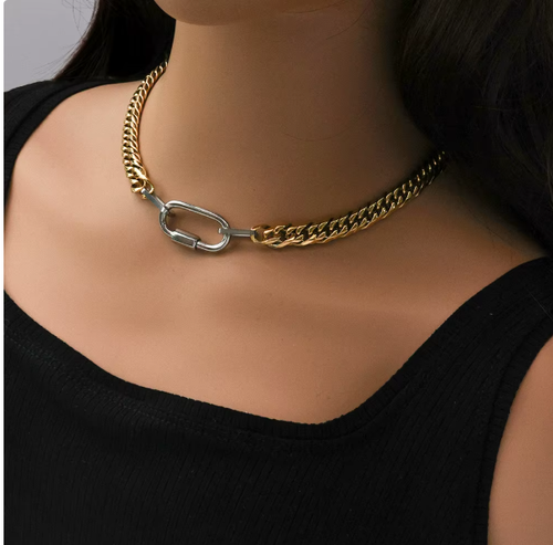 High-Quality Polished Stainless Steel Cuban Chain — Titanium Steel Vacuum-Plated 18K Gold Necklace