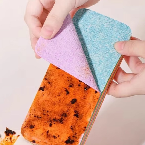 12-Layer Eco-Friendly Absorbent Non-Stick Oil Kitchen Scouring Pads Dishwashing Sponges Value 2-Pack