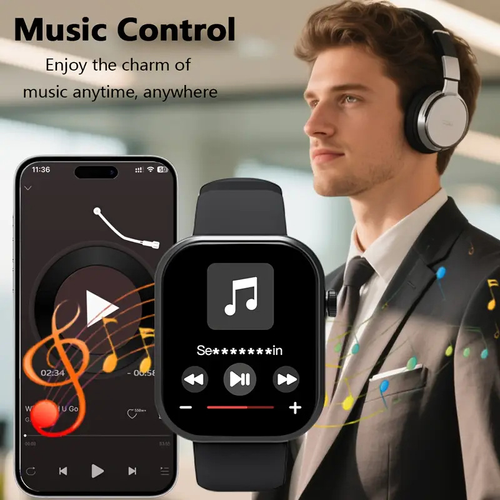Square TFT 1.83inch Silicone Magnetic Android IOS Smart Watch IP68 Sports Waterproof Blood Pressure Activity Tracker Voice