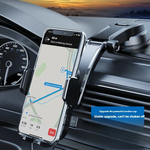 Waterfall-style Bed Suction Cup Phone & Tablet Holder with Auto-Lock 360-Degree Rotatable Adjustable Navigation Stand Flexible