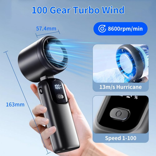 Cooler with Ice Cold Turbo Jet Fan Electric Mini Air Cooler Fan Portable Handheld Lightweight Fan Large Capacity