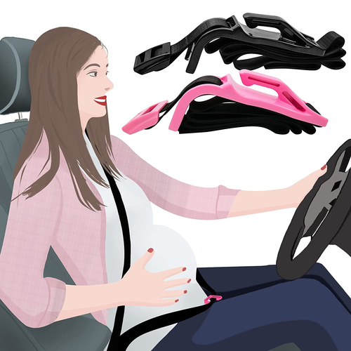 Adjustable Nylon Belly Support for Pregnant Mothers Comfortable Anti-Cramp Driving Accessory Car Safety Belts-Pink
