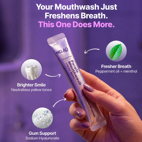 Breath Fresh Mint Purple Mouthwash for Teeth Whitening Peroxide Free Alcohol Free Gum Health Color Correcting Mouthwash Sachets