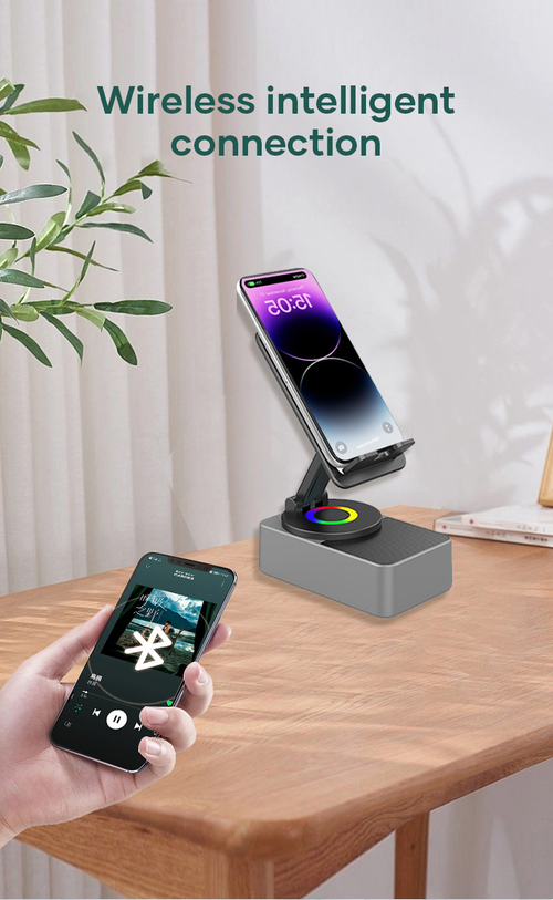 Hot Sell Multi Function Desktop Mobile Phone Wireless Speaker Folding Rotate RGB Wireless Speaker with Phone Holder