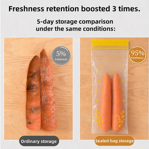Thick Double Seal Food Storage Bags, Reusable Self-Sealing Pouches, Food Grade Airtight Bags for Refrigerator Organization & Food Portioning 45PCS