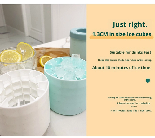 Household Mini Ice Hockey Making Ice Storage Box Cylindrical Silicone Freezer Kitchen Ice Bucket Ice Grid Mold PP Material Maker