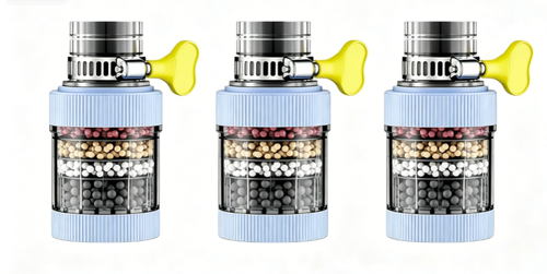 6-Layer Eco-Friendly Plastic Water Filter Tap Purifier Medical Stone Coconut Charcoal Nozzle Faucet for Kitchen Bathroom Use Three Per Set