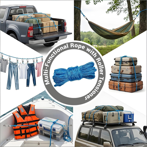Rope Tightening Tool Tensioner Heavy-Duty Retractable Tie Down Rope for Camping Tarp Hammock Boating & Outdoor Gear Securing Pack of 2 Each With 3-Meter Rope.