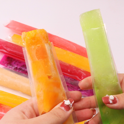 DIY Ice Cream Popsicle Mold Packaging Bags Food Zipper Bag Transparent Gravure Printing Moisture Proof Zipper Top 200pcs With Funnel