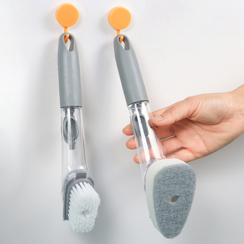 Multifunctional Soap Dispensing Dish Brush Set Replaceable Heads Kitchen Pot Pan Sink Cleaning Scrubber Press Liquid Brush