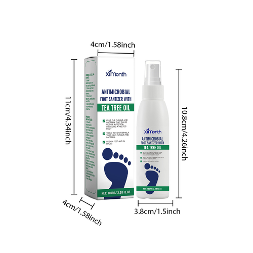 Foot Care Tea Tree Oil Moisturizing Antimicrobial Foot Sanitizer Fungus Itching Sweaty Bad Odor Removing Foot Deodorant Spray 100ml