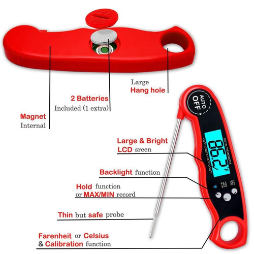 Digital Meat Thermometer With Probe, Instant Read Food Thermometer For Grilling Bbq, Kitchen Cooking, Baking, , Candy