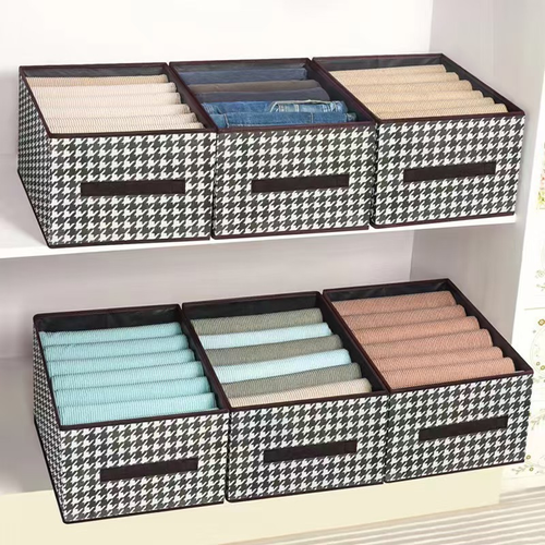 Foldable Storage Box Clothing Jeans Underwear Baby Clothes Organizer Wardrobe Storage Container Bathroom Living Room Four Per Set