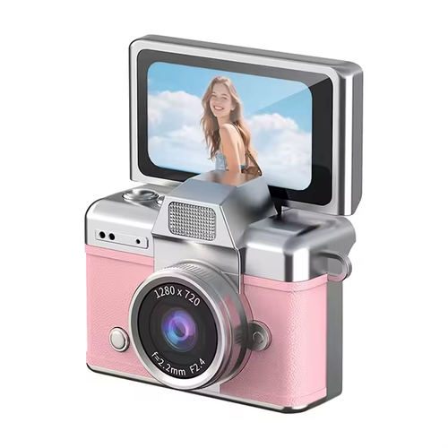 Pink Thumb Keychain Camera 1.47 Inch Screen Retro CCD Mini Digital Camera HD Very Small Camcorder Video Recorder With 32G  Memory Card