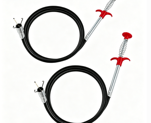 Flexible Drain Snake with Grabber Claw for Sink Toilet Gutter Clog Removal in Tight Spaces