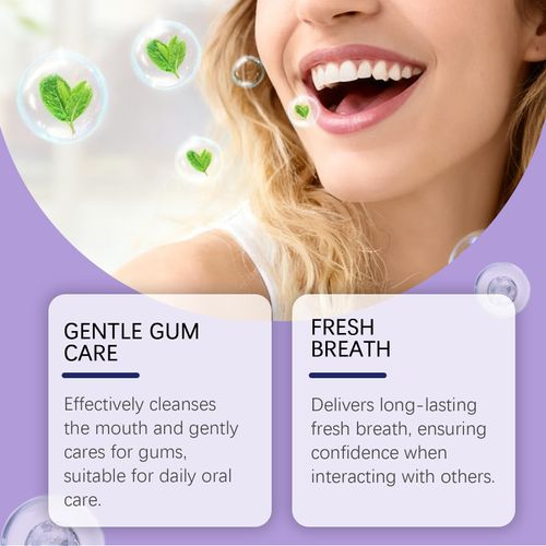 Purple Mouthwash for Daily Oral Cleaning Minty Coolness Fresh Breath and Convenient Mouthwash Care Solution