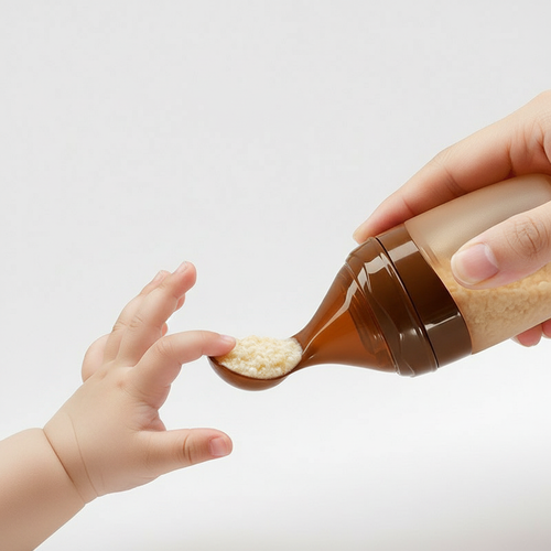 Silicone Squeeze-Type Baby Food Spoon & Cereal Feeder – Ideal for Rice Cereal, Water, and Solids