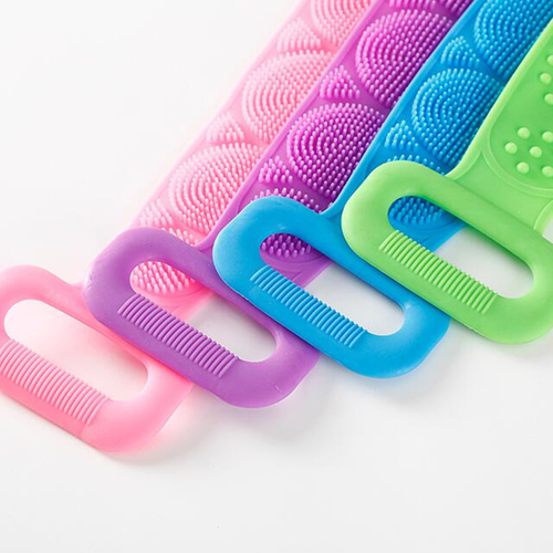 Reusable Shower Back Scraper Cleaning Brush Shower Feet Cleaner Wash Mat Multifunction Sucker Wall Mat Rub Foot Arms Body Bath  Four Per Set Blue Purple Green Pink