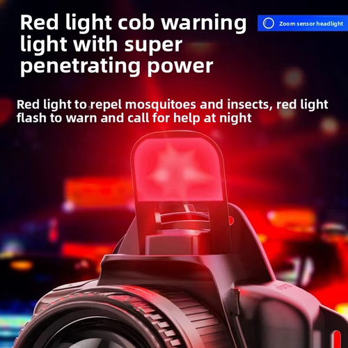 Camera Headlamp Work Flashlight LED Multi Functional with Digital Display Gesture Sensor COB Red Light for Outdoor Camping Hot