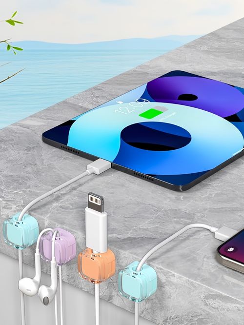 Single-Tier Magnetic Data Line Organizer for Mobile Phone Charging Plastic Desktop Novelty Hooks for Living Room Space Pack of 6