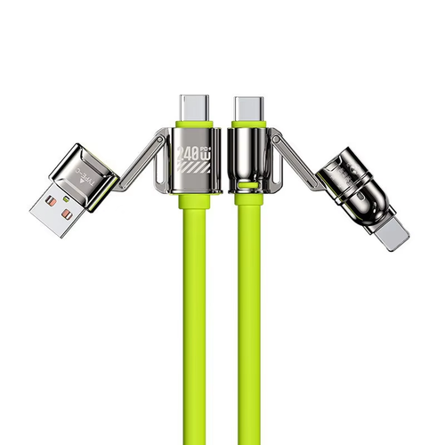 240W Bullet Head 4-in-1 Mobile Phone Data Cable Charger High Power Super Fast Charge PVC Jacket Zinc Alloy Connectors Type-C 1.5 Meter