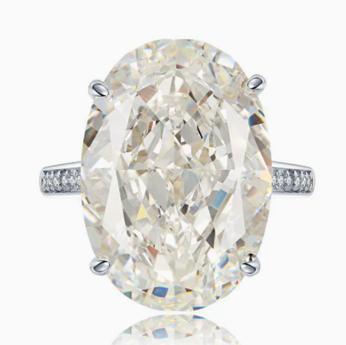 13x20mm Large-Carat Pigeon's Egg Ice-Cut Silver Ring