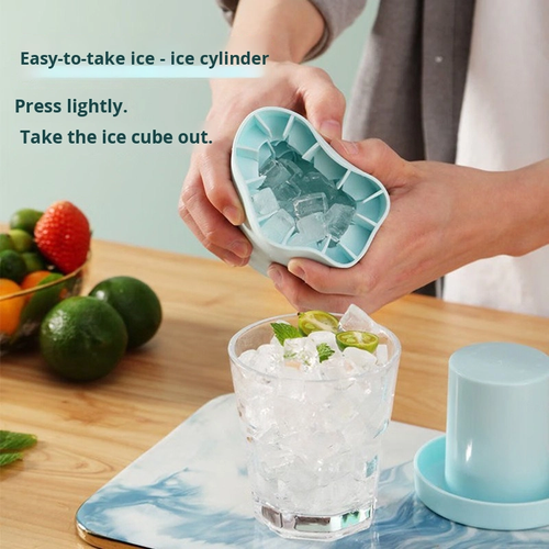 Household Mini Ice Hockey Making Ice Storage Box Cylindrical Silicone Freezer Kitchen Ice Bucket Ice Grid Mold PP Material Maker