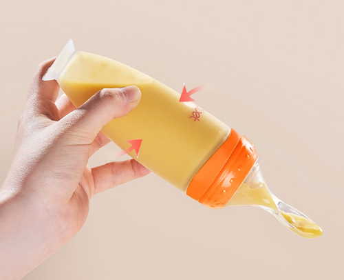 Silicone Squeeze-Type Baby Food Spoon & Cereal Feeder – Ideal for Rice Cereal, Water, and Solids