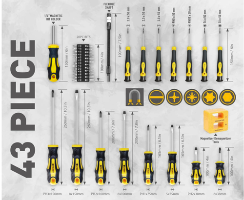 43pcs Portable Hard Tool Cases Kits with Screwdrivers Household Tool Set Hand Power Plastic