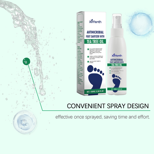 Foot Care Tea Tree Oil Moisturizing Antimicrobial Foot Sanitizer Fungus Itching Sweaty Bad Odor Removing Foot Deodorant Spray 100ml