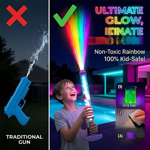 New Glowing Rainbow LED Water Blaster Summer Outdoor Party Portable Light up Water Gun Toy for Kids Boys Girls