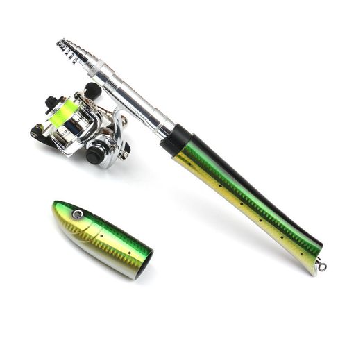 1.4M Fish Shaped Pocket Mini Rod Glass Carbon Ice Raft Kids Fishing Set