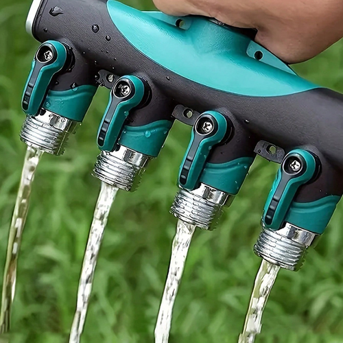 New Style Home Use Faucet Water Pipe 4-Way Splitter Metal Garden Hose Water Splitter Independent Valve Nipple Connector