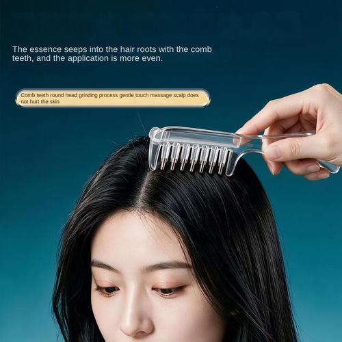 Transparent Visible Liquid Dispensing Comb Wide-Tooth Scalp Hair Follicle Care Essential Oil Applicator Hair Comb Three Per Set